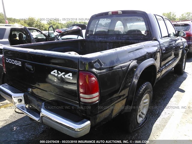 1B7HG2AN41S290382 - 2001 DODGE DAKOTA QUAD BLACK photo 4