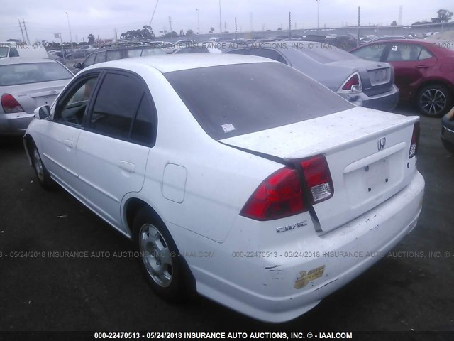 JHMES95605S026853 - 2005 HONDA CIVIC HYBRID WHITE photo 3