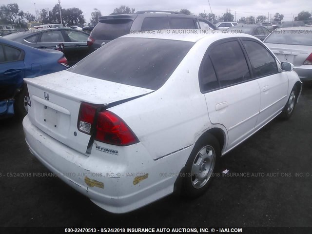 JHMES95605S026853 - 2005 HONDA CIVIC HYBRID WHITE photo 4