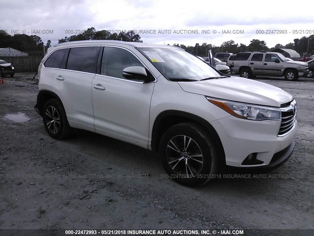 5TDKKRFH5GS503213 - 2016 TOYOTA HIGHLANDER XLE WHITE photo 1