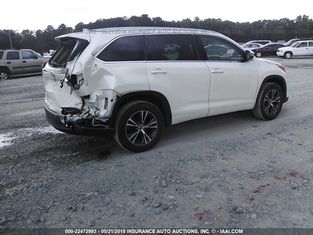 5TDKKRFH5GS503213 - 2016 TOYOTA HIGHLANDER XLE WHITE photo 4