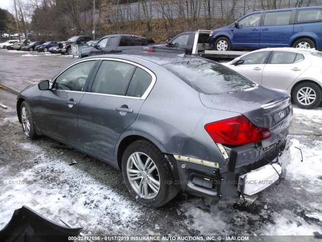 JN1CV6AR9DM751419 - 2013 INFINITI G37 GRAY photo 3