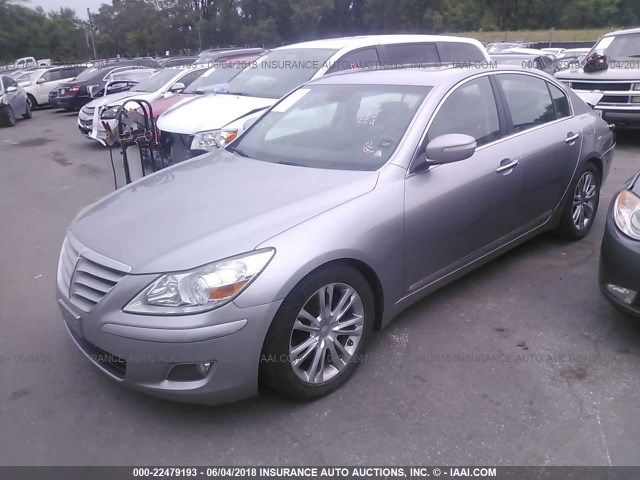 KMHGC46F49U045226 - 2009 HYUNDAI GENESIS 4.6L SILVER photo 2