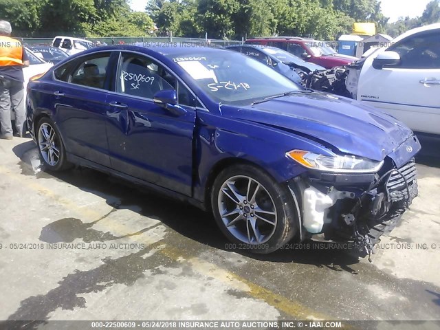 3FA6P0K99DR387497 - 2013 FORD FUSION TITANIUM BLUE photo 1