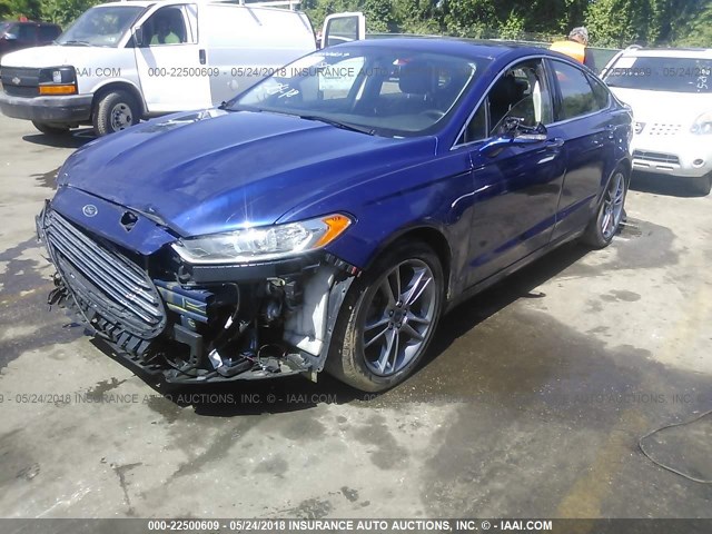 3FA6P0K99DR387497 - 2013 FORD FUSION TITANIUM BLUE photo 2