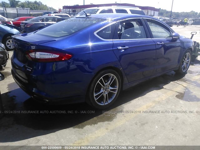 3FA6P0K99DR387497 - 2013 FORD FUSION TITANIUM BLUE photo 4