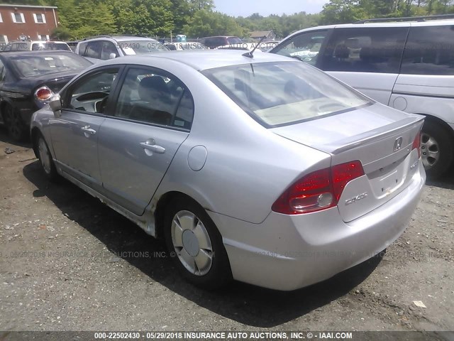 JHMFA36296S000107 - 2006 HONDA CIVIC HYBRID SILVER photo 3