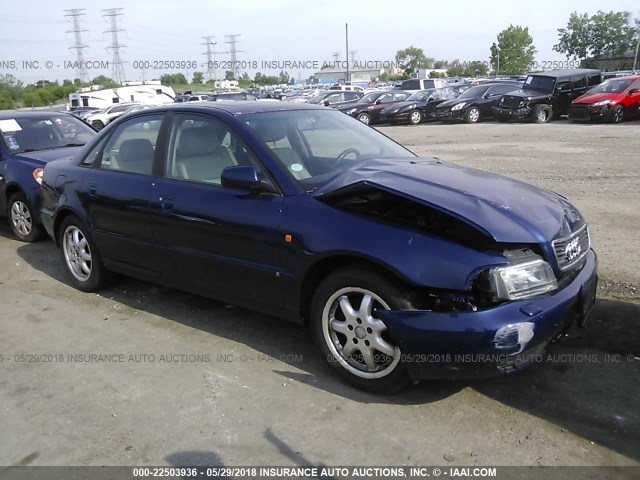 WAUCB28D9XA063187 - 1999 AUDI A4 1.8T QUATTRO BLUE photo 1