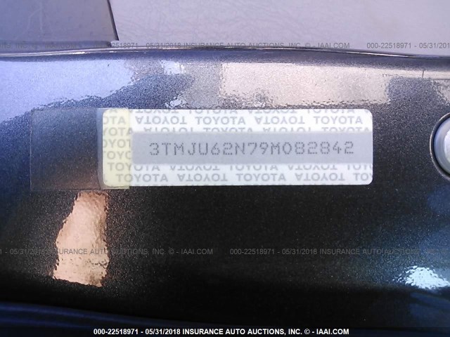 3TMJU62N79M082842 - 2009 TOYOTA TACOMA DOUBLE CAB PRERUNNER GRAY photo 9