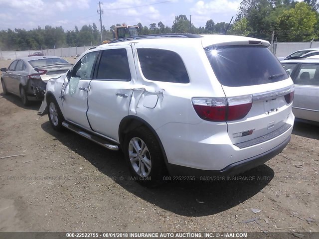 1C4RDJDG2DC680593 - 2013 DODGE DURANGO CREW WHITE photo 3