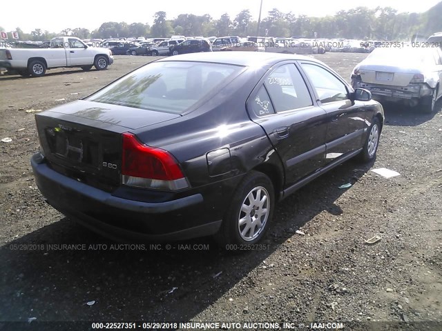 YV1RS61R322112620 - 2002 VOLVO S60 BLACK photo 4