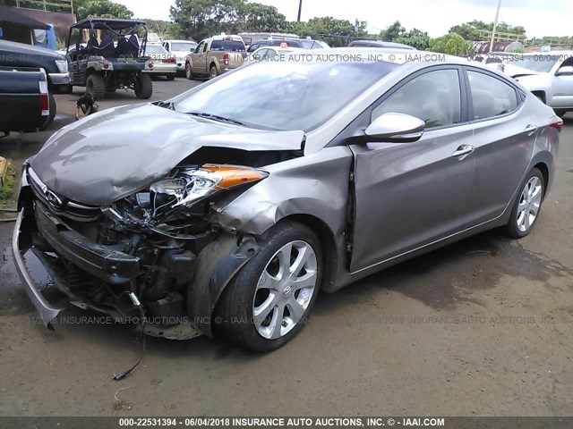 5NPDH4AE4BH005882 - 2011 HYUNDAI ELANTRA GLS/LIMITED GRAY photo 2