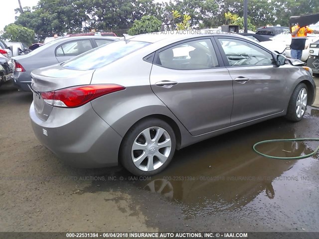 5NPDH4AE4BH005882 - 2011 HYUNDAI ELANTRA GLS/LIMITED GRAY photo 4