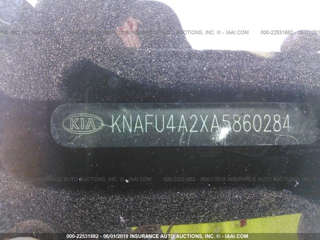 KNAFU4A2XA5860284 - 2010 KIA FORTE EX BLACK photo 9