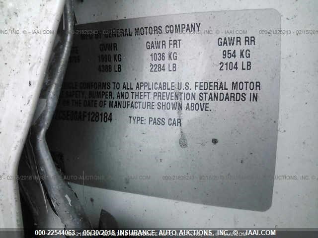 1G1ZC5E00AF128184 - 2010 CHEVROLET MALIBU 1LT WHITE photo 9