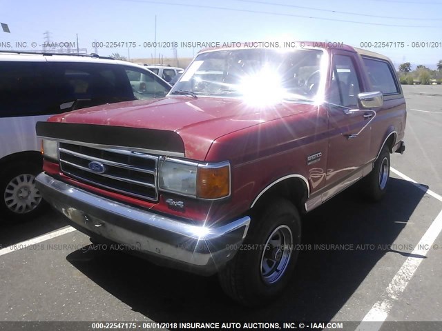 1FMEU15H8KLA81891 - 1989 FORD BRONCO U100 RED photo 2