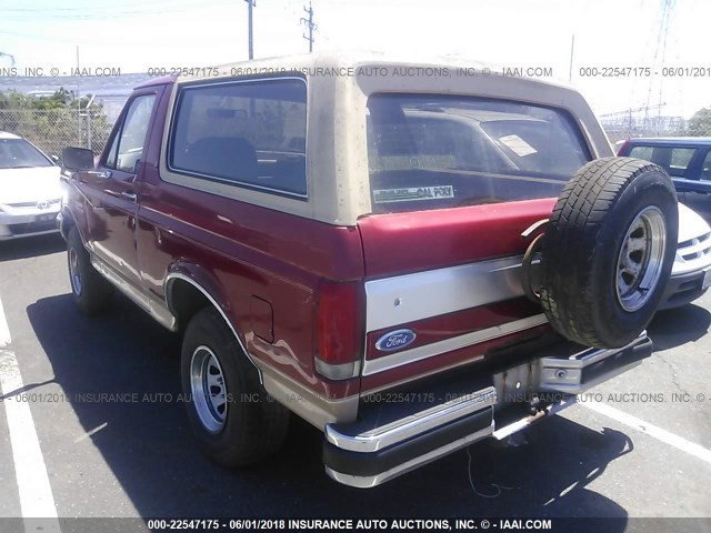 1FMEU15H8KLA81891 - 1989 FORD BRONCO U100 RED photo 3