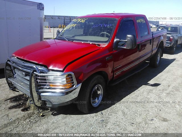 1FTSW31F8YED97743 - 2000 FORD F350 SRW SUPER DUTY RED photo 2
