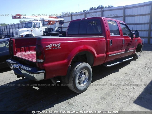 1FTSW31F8YED97743 - 2000 FORD F350 SRW SUPER DUTY RED photo 4
