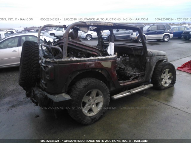 1J8GA64168L606519 - 2008 JEEP WRANGLER RUBICON BURGUNDY photo 4