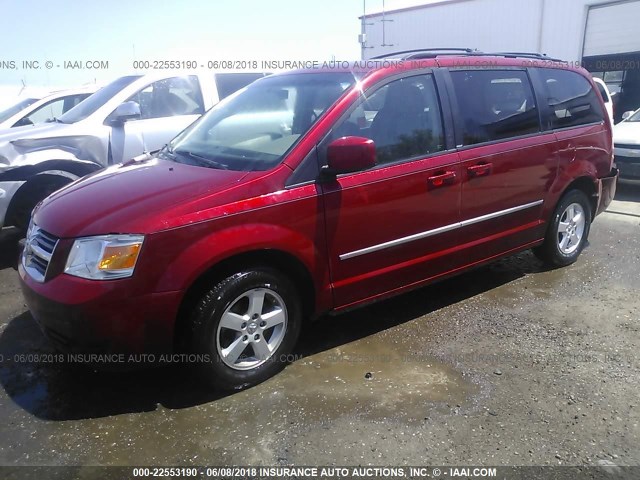 2D4RN5D10AR207670 - 2010 DODGE GRAND CARAVAN SXT RED photo 2