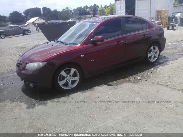 JM1BK323861537276 - 2006 MAZDA 3 S MAROON photo 2