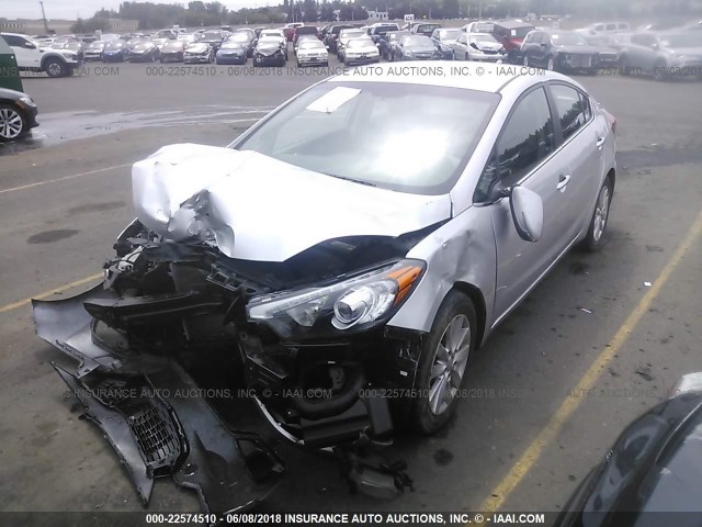 KNAFX4A87F5269655 - 2015 KIA FORTE EX SILVER photo 2