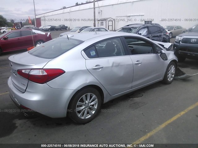 KNAFX4A87F5269655 - 2015 KIA FORTE EX SILVER photo 4