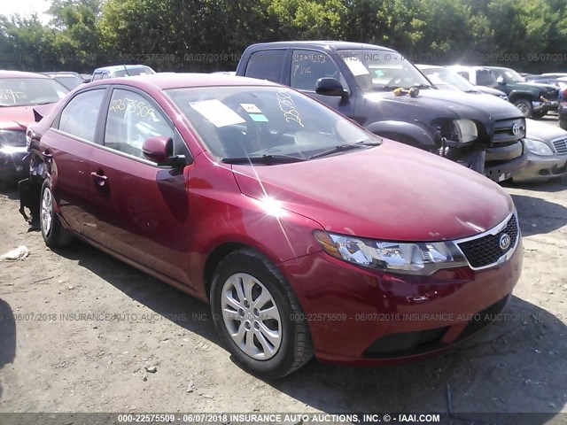 KNAFU4A24D5716153 - 2013 KIA FORTE EX RED photo 1