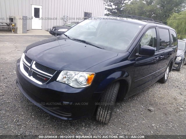 2C4RDGCGXGR181170 - 2016 DODGE GRAND CARAVAN SXT BLUE photo 2