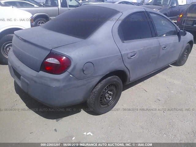 1B3ES26C25D223218 - 2005 DODGE NEON SE GRAY photo 4