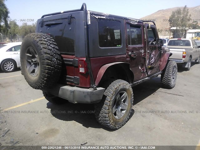 1J4GA69198L527341 - 2008 JEEP WRANGLER UNLIMITE RUBICON RED photo 4