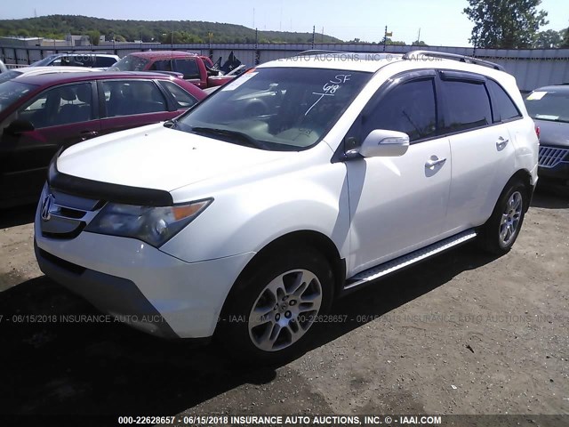 2HNYD28609H530810 - 2009 ACURA MDX TECHNOLOGY WHITE photo 2