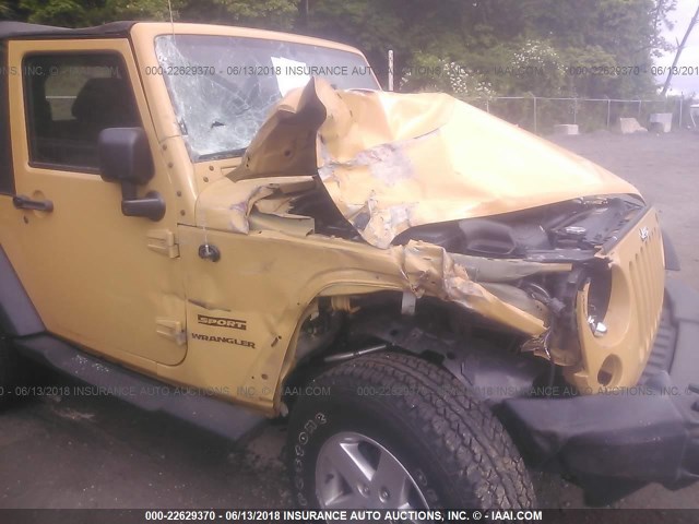 1C4AJWAG7DL697302 - 2013 JEEP WRANGLER SPORT YELLOW photo 6