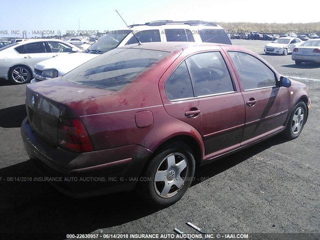 3VWSA29M3YM056558 - 2000 VOLKSWAGEN JETTA GLS RED photo 4