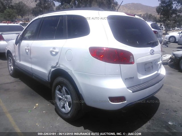 5NMSG13D09H298927 - 2009 HYUNDAI SANTA FE GLS WHITE photo 3