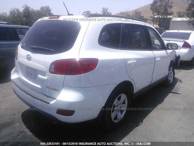 5NMSG13D09H298927 - 2009 HYUNDAI SANTA FE GLS WHITE photo 4