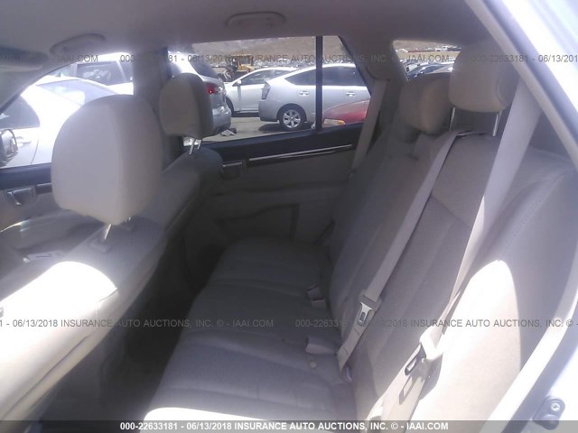 5NMSG13D09H298927 - 2009 HYUNDAI SANTA FE GLS WHITE photo 8