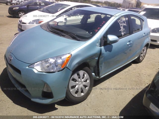 JTDKDTB34E1074318 - 2014 TOYOTA PRIUS C BLUE photo 2