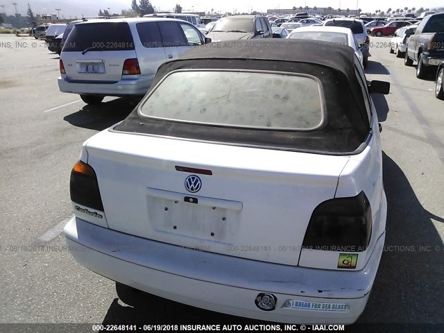 3VWBB81E3WM802217 - 1998 VOLKSWAGEN CABRIO GLS WHITE photo 6