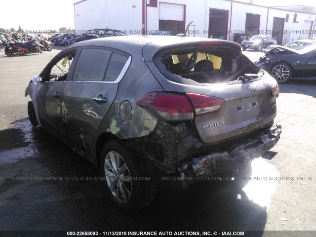 KNAFX5A86E5166666 - 2014 KIA FORTE EX GRAY photo 3