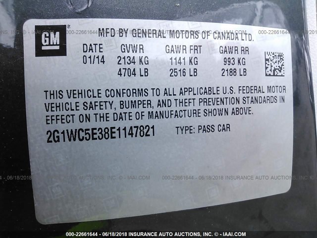 2G1WC5E38E1147821 - 2014 CHEVROLET IMPALA LIMITED LTZ GRAY photo 9