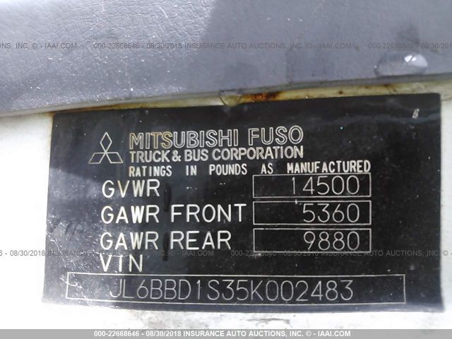 JL6BBD1S35K002483 - 2005 MITSUBISHI FUSO TRUCK FE 84D Unknown photo 10