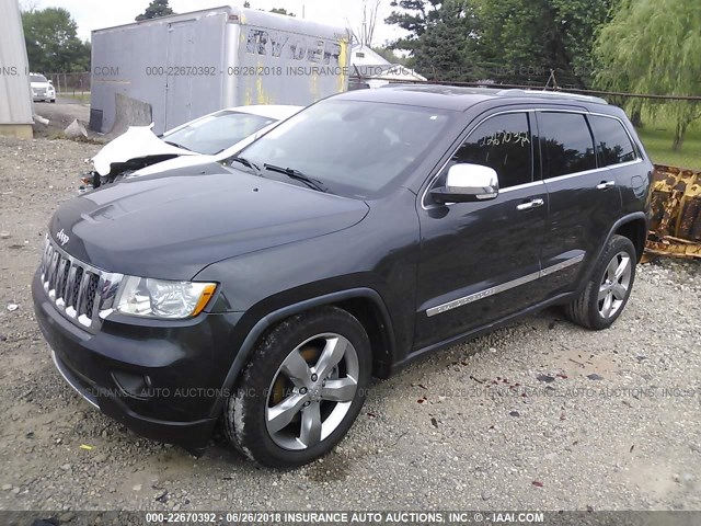 1J4RR6GT5BC607099 - 2011 JEEP GRAND CHEROKEE OVERLAND BLACK photo 2