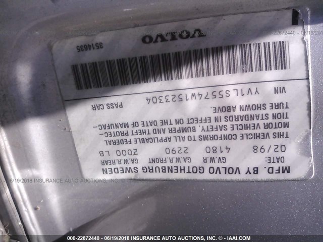 YV1LS5574W1523304 - 1998 VOLVO S70 SILVER photo 9