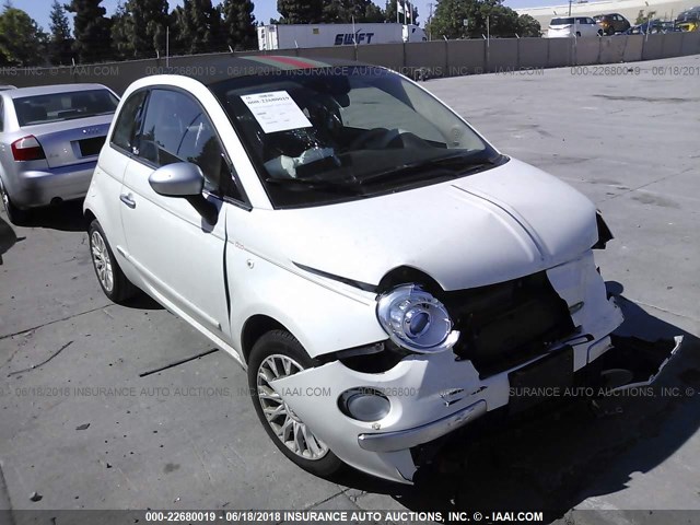 3C3CFFER5DT707033 - 2013 FIAT 500 LOUNGE WHITE photo 1