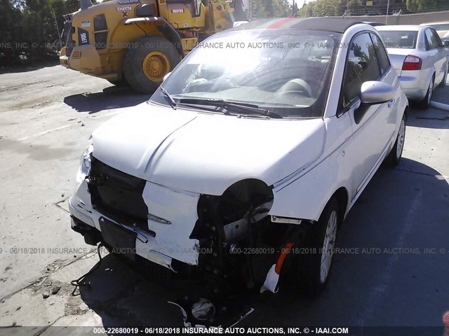 3C3CFFER5DT707033 - 2013 FIAT 500 LOUNGE WHITE photo 2