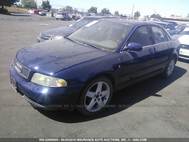 WAUED28D3WA235361 - 1998 AUDI A4 2.8 QUATTRO BLUE photo 2