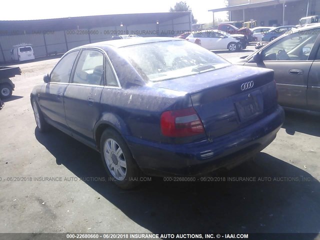 WAUED28D3WA235361 - 1998 AUDI A4 2.8 QUATTRO BLUE photo 3