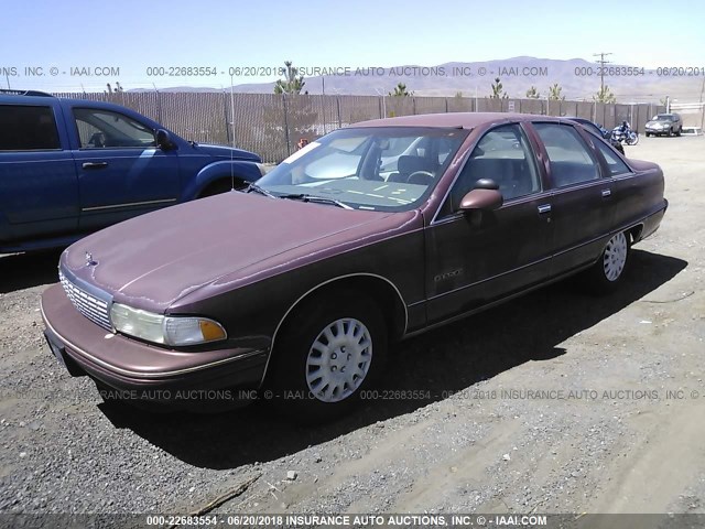 1G1BL53E9MR115954 - 1991 CHEVROLET CAPRICE MAROON photo 2